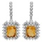 14K Gold 11.50ct Citrine & 2.00ct Diamond Earrings