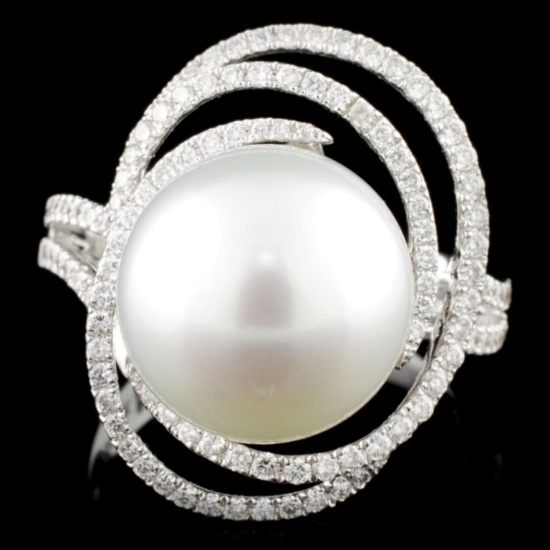 18K Gold 12mm Pearl & 0.53ctw Diamond Ring