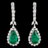 18K Gold 4.41ctw Emerald & 1.66ctw Diamond Earring