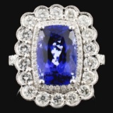 18K White Gold 4.28ct Tanzanite & 1.39ct Diamond R