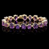 14k Gold 40.00ct Amethyst & 1.00ct Diamond Bracel