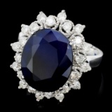 14K Gold 7.00ct Sapphire & 0.75ctw Diamond Ring