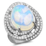 14K Gold 7.00ct Opal & 1.30ct Diamond Ring