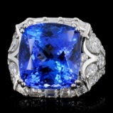 18k Gold 14.59ct Tanzanite & 1.90ct Diamond Ring