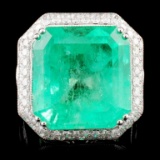 18K Gold 23.83ct Emerald & 3.98ctw Diamond Ring