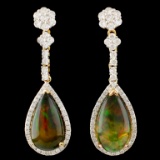 14K Gold 5.14ct Opal & 1.08ctw Diamond Earrings