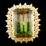 14K Gold 23.74ct Tourmaline & 0.55ctw Diamond Ring