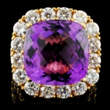 18K Gold 12.00ct Amethyst & 4.89ctw Diamond Ring