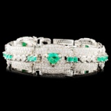 18K Gold 4.77ct Emerald & 7.70ctw Diamond Bracelet