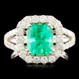 18K Gold 2.14ct Emerald & 1.25ctw Diamond Ring