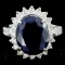 14K Gold 6.00ct Sapphire & 1.50ctw Diamond Ring