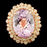 14K Gold 21.91ct Kunzite & 2.05ctw Diamond Ring