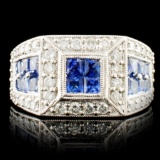 18K Gold 2.11ct Sapphire & 0.74ctw Diamond Ring