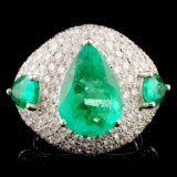 18K Gold 5.07ct Emerald & 2.52ctw Diamond Ring