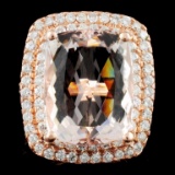 14K Gold 16.51ct Morganite & 2.05ctw Diamond Ring