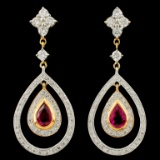 18K Gold 0.98ct Ruby & 0.94ctw Diamond Earrings