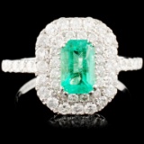 18K Gold 0.79ct Emerald & 0.91ctw Diamond Ring