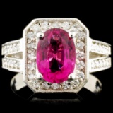 14K Gold 2.5ct Tourmaline & 0.76ctw Diamond Ring