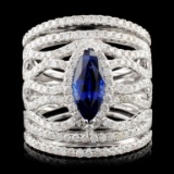 18K Gold 1.45ct Sapphire & 1.67ctw Diamond Ring