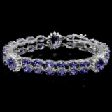 14k Gold 21.00ct Tanzanite & 1.55ct Diam Bracelet