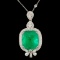 18K Gold 28.24ct Emerald & 3.50ctw Diamond Pendant