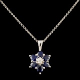 14K Gold 1.68ct Sapphire & 0.05ctw Diamond Pendant