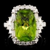 18K Gold 6.55ct Peridot & 1.29ctw Diamond Ring