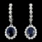 14K Gold 4.00ct Sapphire & 1.30ctw Diamond Earring