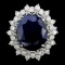 14K Gold 7.00ct Sapphire & 1.00ctw Diamond Ring