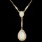 14K Gold 7.55ct Opal & 0.66ctw Diamond Necklace