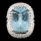 18K Gold 10.82ct Aquamarine & 3.76ctw Diamond Ring