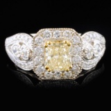 18K White Gold 1.52ctW Fancy Yellow Diamond Ring