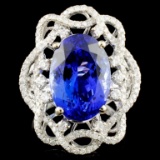 18K Gold 7.61ct Tanzanite & 0.96ctw Diamond Ring