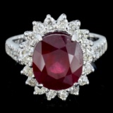 14K Gold 5.00ct Ruby & 1.25ctw Diamond Ring