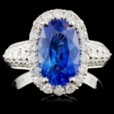 18K White Gold 3.19ct Sapphire & 0.73ct Diamond Ri