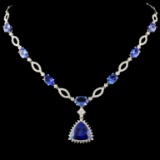 18K Gold 15.47ct Tanzanite & 2.37ctw Diamond Neckl