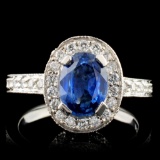 14K White Gold 1.32ct Sapphire & 2.23ct Diamond Ri