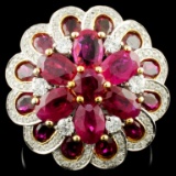 18K Gold 6.15ct Ruby & 0.59ctw Diamond Ring