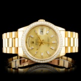 Rolex 18K Day-Date Diamond Wristwatch