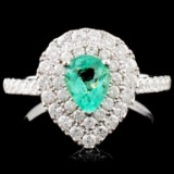 18K Gold 0.52ct Emerald & 0.80ctw Diamond Ring