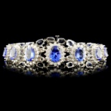 14K Gold 29.40ctw Tanzanite & 2.60ctw Diamond Brac