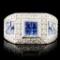 18K Gold 2.11ct Sapphire & 0.74ctw Diamond Ring