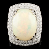 14K Gold 8.45ct Opal & 1.37ctw Diamond Ring
