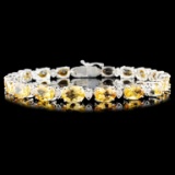 14K Gold 20.05ct Topaz 0.56ctw Diamond Bracelet