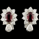 18K Gold 1.26ctw Ruby & 1.07ctw Diamond Earrings