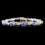 14K Gold 4.52ct Tanzanite & 0.32ctw Diamond Bracel