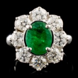 14K Gold 3.00ct Emerald & 1.90ctw Diamond Ring