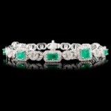 14K Gold 3.00ct Emerald & 1.73ctw Diamond Bracelet