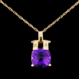 14K Gold 3.50ct Amethyst & 0.03ctw Diamond Pendant