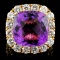 18K Gold 12.00ct Amethyst & 4.89ctw Diamond Ring